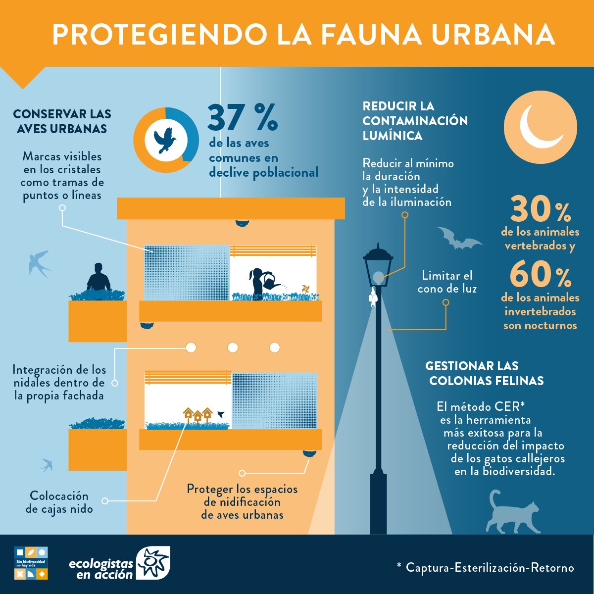 🦇 La fauna urbana es nuestra vecina, pero a menudo lo olvidamos.

🐦 Hay muchas maneras de coexistir con ella, reduciendo las amenazas que conducen a su desaparición y fomentando su protección y desarrollo.

#ConvivirConLaBiodiversidad #SinBiodiversidadNoHayVida