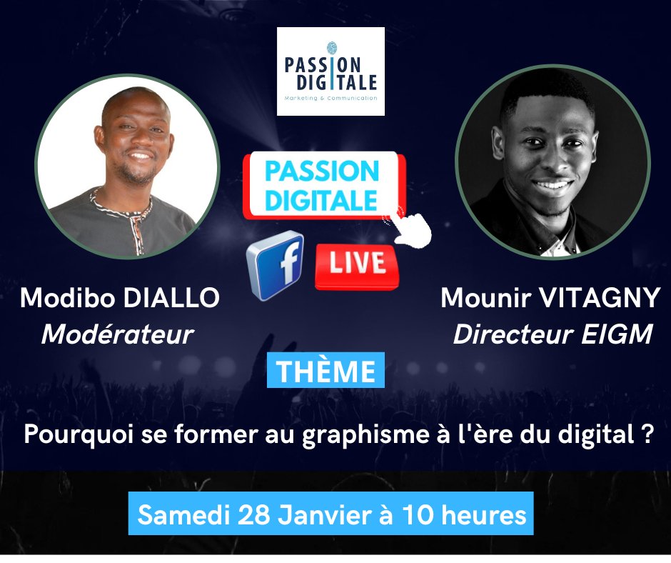passiondigitale's tweet photo. 𝐋'𝐢𝐦𝐩𝐨𝐫𝐭𝐚𝐧𝐜𝐞 𝐝𝐮 𝐠𝐫𝐚𝐩𝐡𝐢𝐬𝐦𝐞 𝐚̀ 𝐥'𝐞̀𝐫𝐞 𝐝𝐮 𝐝𝐢𝐠𝐢𝐭𝐚𝐥

👉C'est ce que Mounir Vitagny va nous expliquer le Samedi à 10 heures sur notre page Facebook.

#graphiquedesign #Passiondigitaleml #Mali #graphiste #marketingdigital #infographie https://t.co/QmOiY9j90c