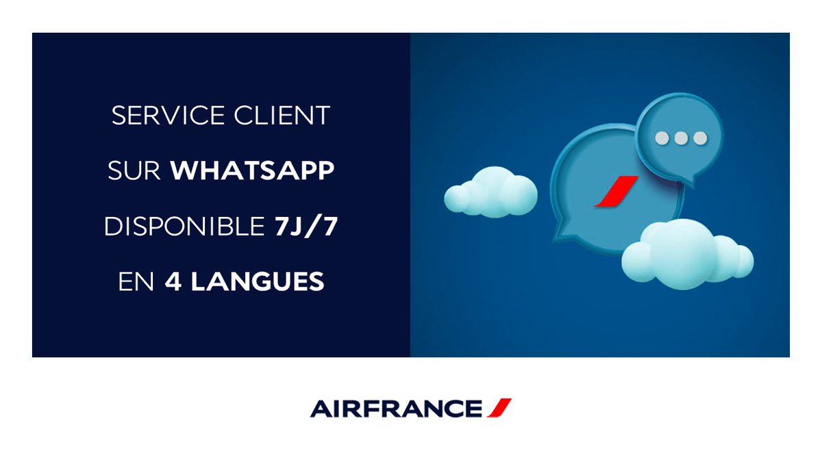 Pour être toujours plus près de ses clients, #AirFrance  renforce son Service Client en ajoutant  #WhatsApp  comme nouveau canal d’échange. Ce service est disponible 7 jours sur 7 dans 22 pays et en 4 langues. bit.ly/3kDlypf