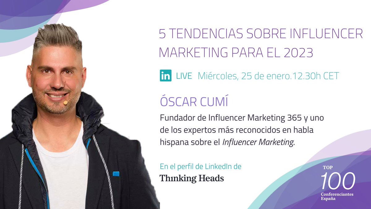 ThinkingHeads's tweet photo. 📢 AVISO: nuestro #Top100Live con @oscarcumi ha cambiado de horario. Se celebrará mañana, miércoles 25 de enero, a las 12:30 h CET, en nuestra página principal de LinkedIn. Puedes activar tu recordatorio aquí: https://t.co/ovHJH5GYJD https://t.co/DWztRI8ixB