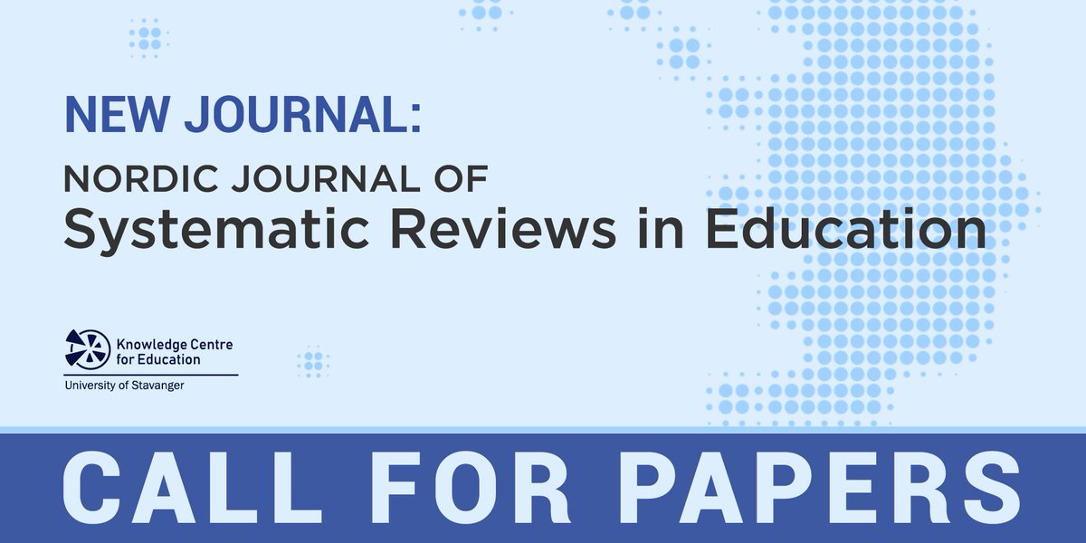 Kunnskapssenter for utdanning (@kunnskapssenter) on Twitter photo Breaking news: The Nordic Journal of Systematic Reviews in Education (NJSRE) is launched! NJSRE is an international peer reviewed research journal focusing on systematic review studies in education globally. Please check our Call for papers! @NORNESK @EPPI <a href="/CYPCampbell/">Campbell Children & Young Persons Wellbeing CG</a> @UhrNo Breaking news: The Nordic Journal of Systematic Reviews in Education (NJSRE) is launched! NJSRE is an international peer reviewed research journal focusing on systematic review studies in education globally. Please check our Call for papers! @NORNESK @EPPI <a href="/CYPCampbell/">Campbell Children & Young Persons Wellbeing CG</a> @UhrNo