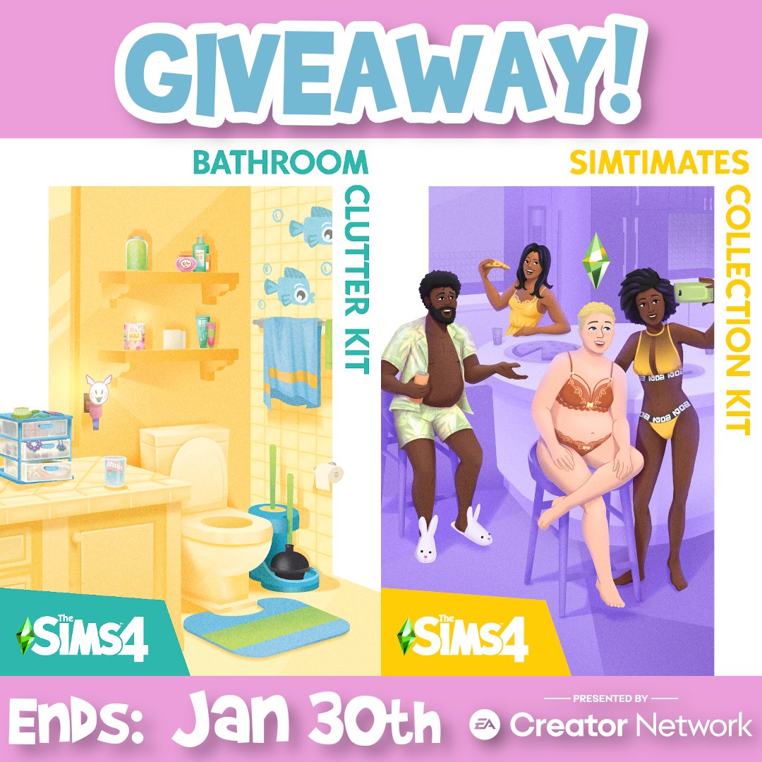 ChrissieYT's tweet photo. Thanks to the #EACreatorNetwork I'm giving away ONE (1) PC/Mac code for both the #BathroomClutterKit &amp; the #SimtimatesKit to ONE (1) winner!

How to enter:
• ❤️ + RT this Tweet (Qrt's don't count)
• Leave a comment with #Clutter4theWin

ENDS: Jan 30th @ 10AM PT! #TheSims4 🫶💚 https://t.co/t7c0rMTmFL