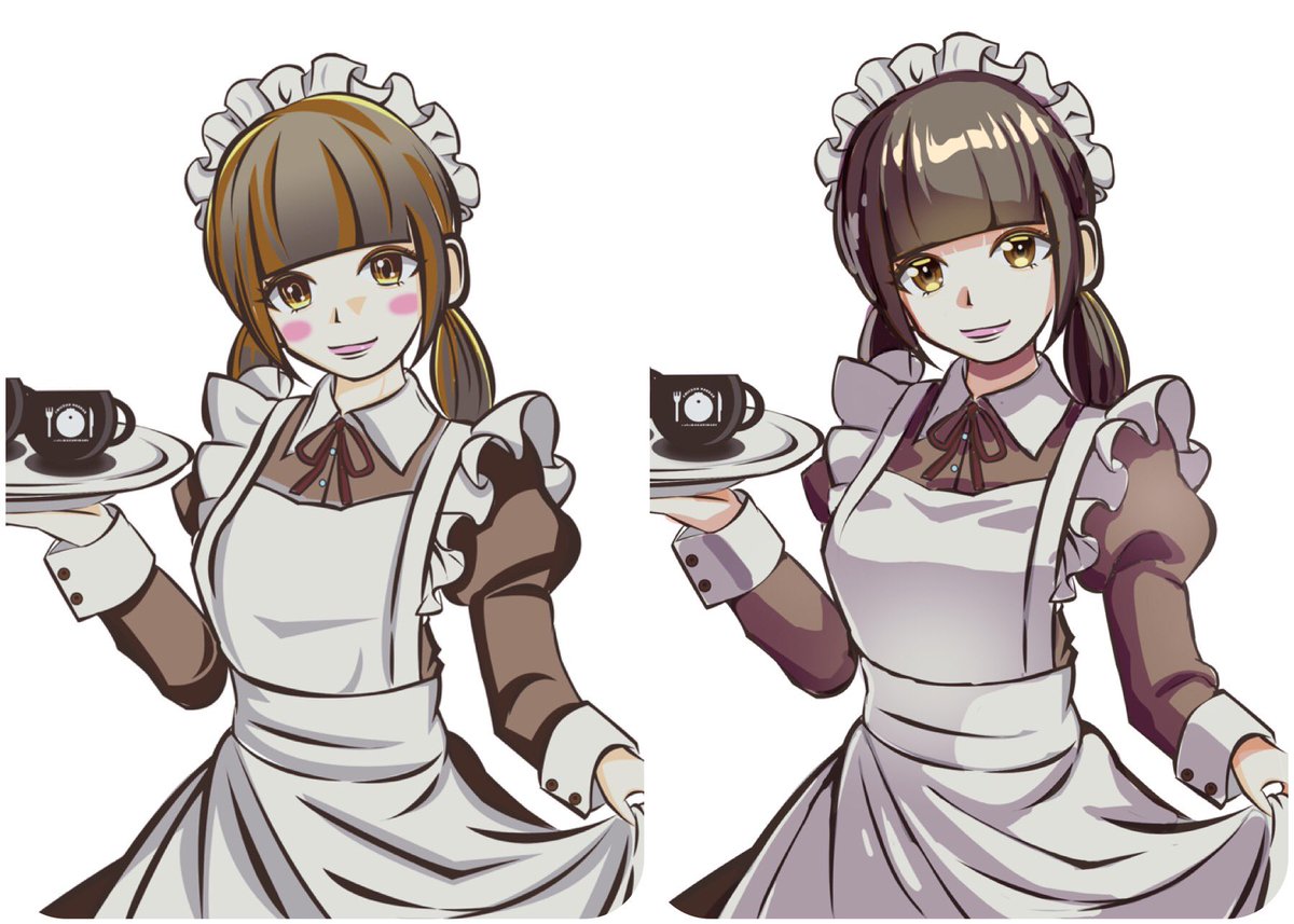 maid twintails maid headdress brown hair apron low twintails 2girls  illustration images