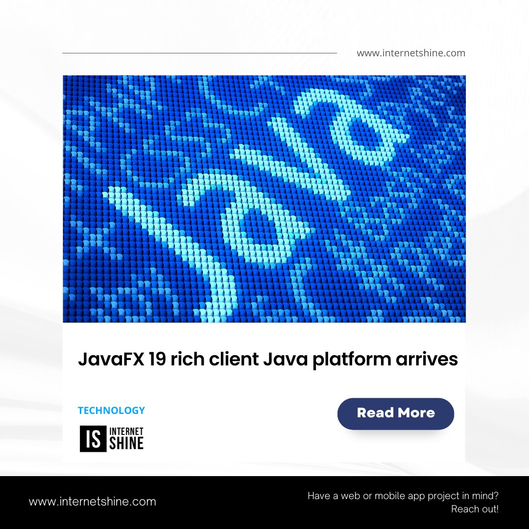 shine_internet's tweet photo. Interesting Fact about Tech!

JavaFX 19 rich client Java platform arrives

Source: Infoworld

Have a web or mobile app development project in mind? Reach out!

https://t.co/VhLsj7pNzT

Follow @InternetShine for more tech stuff!

#tech #technology #funtech #funfacts #facts https://t.co/R9fwwCWgp9
