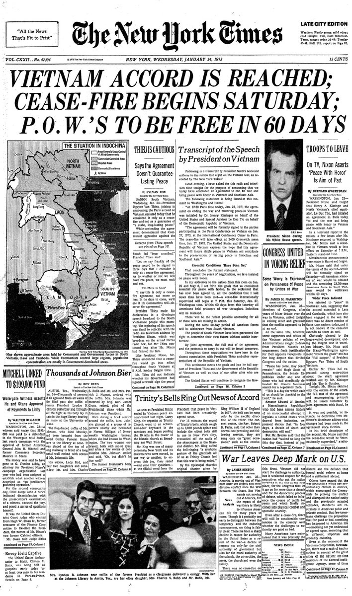 The '60s at 60 on Twitter "New York Times for January 24, 1973