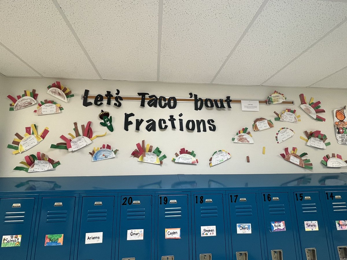 SevenOaksES's tweet photo. We do โTaco Tuesdayโ a little differently here at SOES ๐ฎ Ms. Reiderโs 3rd grade class used their knowledge of fractions to create delicious works of art. Taco โbout making math fun! Yum!!! #SOESPride #MeadeStrong https://t.co/BQyYLKFx6D
