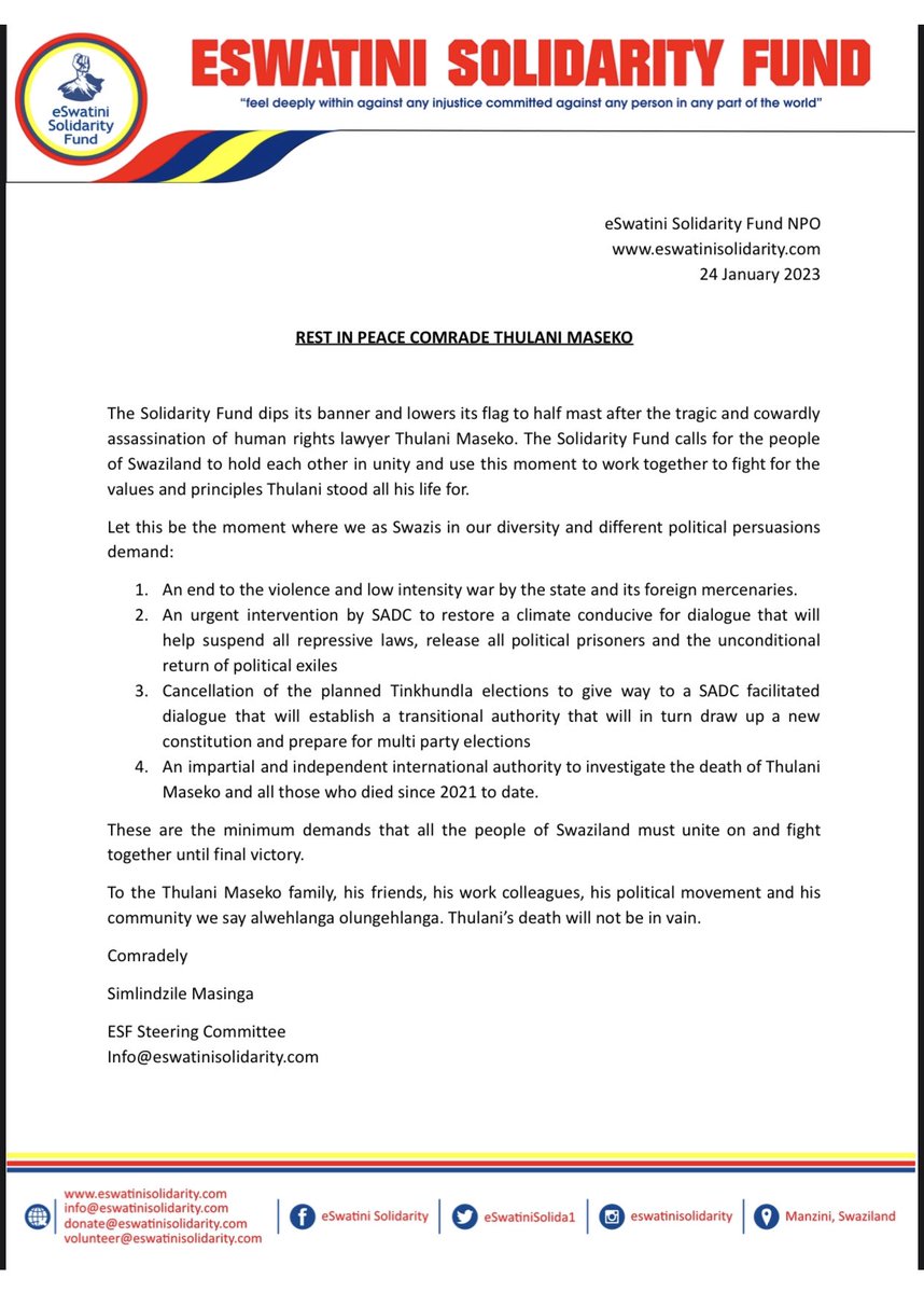 Rest in peace Comrade Thulani Maseko
