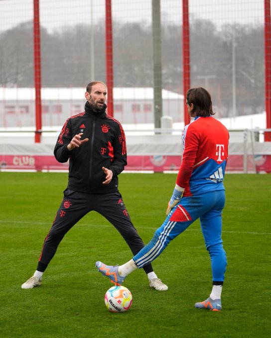Starke on Tuesday as goalkeeper coach on Bayern's training ground.