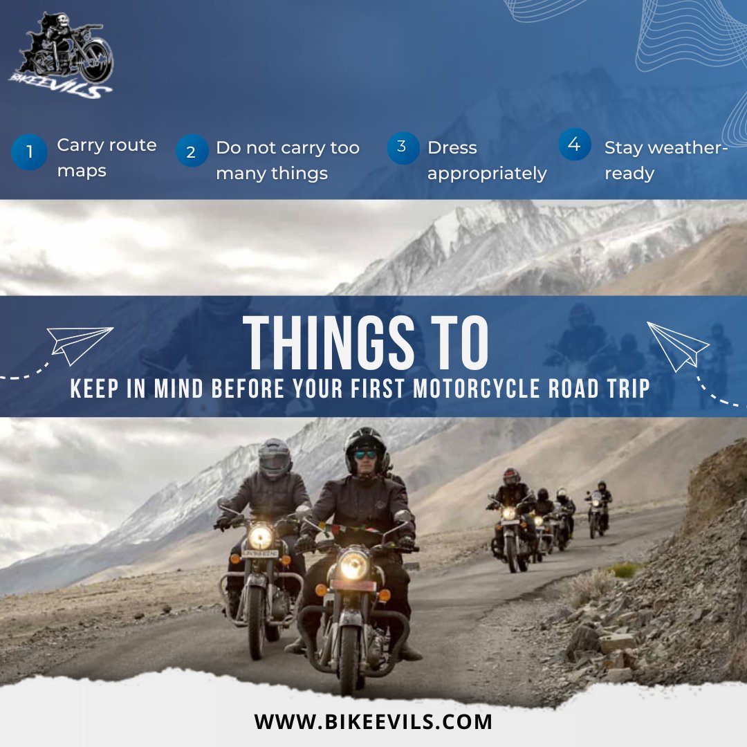 bikeevils's tweet photo. Taking a first motorcycle road trip requires plenty of planning and preparation! From packing the right gear to getting your bike serviced, here are some things to keep in mind before your adventure! https://t.co/JMiDIC3mGd!
.
.
#bikerlife #safetyfirst #bikeevils #roadtrip https://t.co/y2zonHJqun