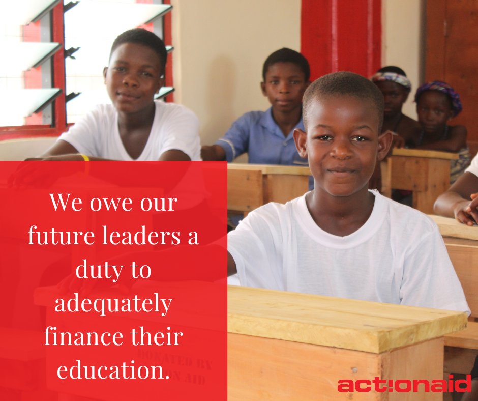 ActionAidGhana's tweet photo. We have a responsibility towards all children. The 2023 budgetary allocation to the education sector is the lowest we have seen in a decade.  Education is a fundamental human right that must be protected, especially by the government. 
#EducationDay https://t.co/0PmpjvGakX