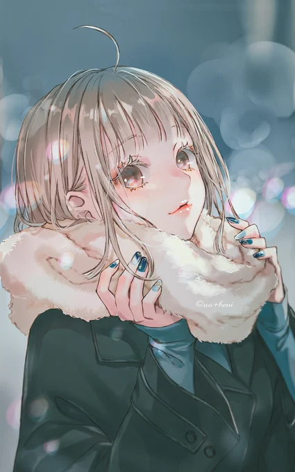 もふもふと冬ネイル 