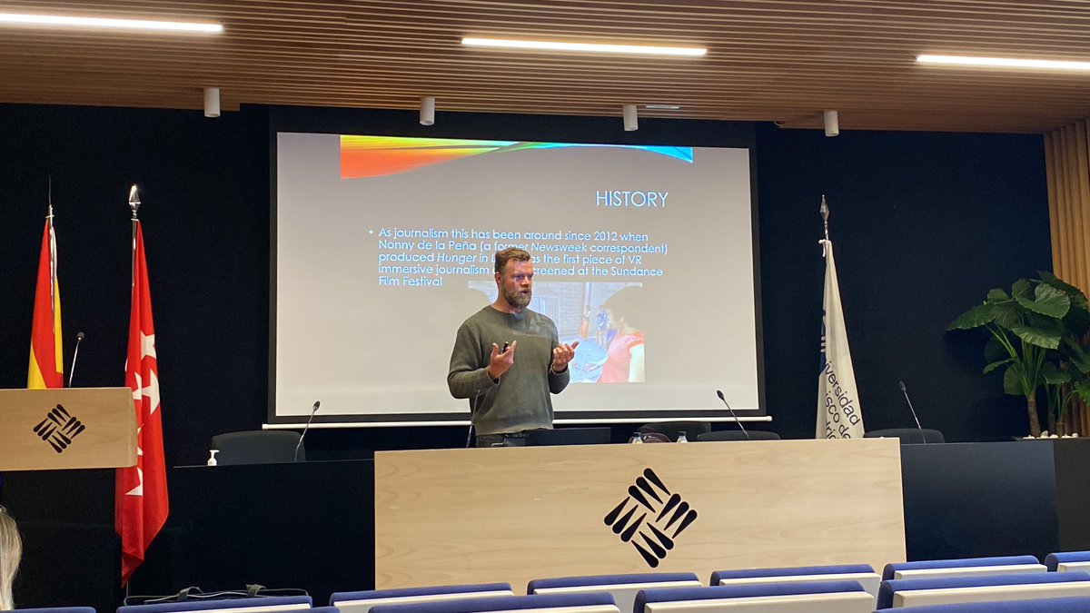 Corresponsales de Paz (@c_dpaz) on Twitter photo “La tecnología y un entorno de medios que cambia rápidamente hacen que la narración de realidad virtual sea asequible para los consumidores y productores” <a href="/Stubbs_Ben/">Ben Stubbs</a> #PeriodismoUFV “La tecnología y un entorno de medios que cambia rápidamente hacen que la narración de realidad virtual sea asequible para los consumidores y productores” <a href="/Stubbs_Ben/">Ben Stubbs</a> #PeriodismoUFV