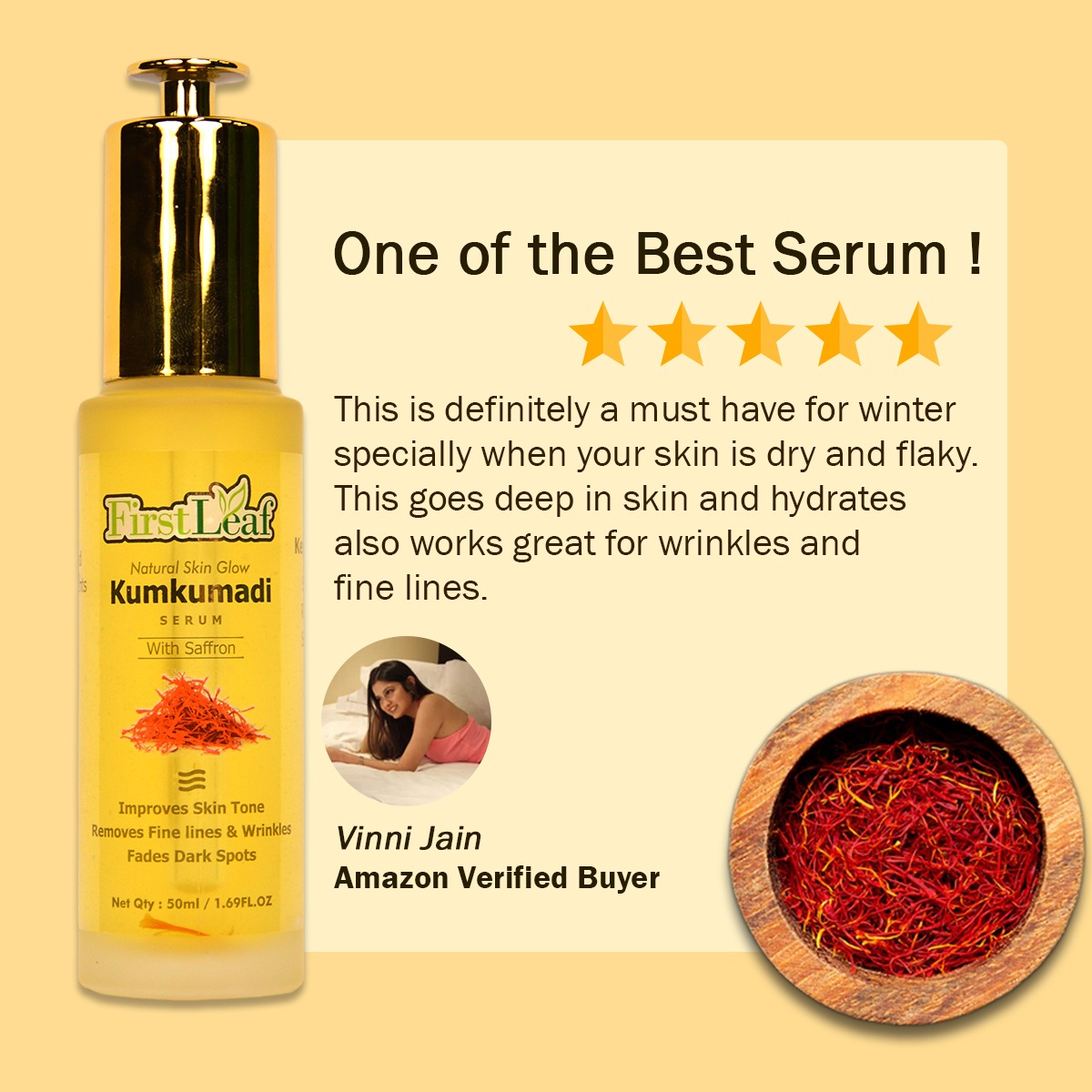 BuyFirstLeaf's tweet photo. Looking for a glow that hydrated facial skin gives you every day in winter? Vinni Jain found that after using #FirstLeaf #Kumkumadi #FaceSerum for a few days.  It revives your natural glow while keeping your #skin smooth and hydrated.
#faceserumglow #natural #skincaretips #INDvNZ https://t.co/dmZ1u7Hji5
