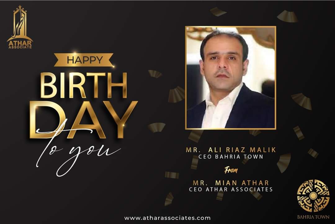 Today we wish our CEO of Bahria Town 𝐌𝐫 𝐀𝐥𝐢 𝐑𝐢𝐚𝐳 𝐌𝐚𝐥𝐢𝐤 a very Happy Birthday &amp; long life. We hope your year is filled with lots of love and laughter and your birthday wishes come true
#birthday #AliRiazMalik #AtharAssociates #mianathar #AskSRK #ARSMUN #FIFAWorldCup