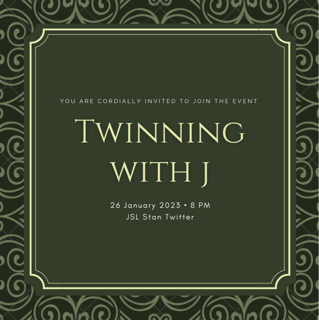 TheJonaxxTimes's tweet photo. 💌: Dear JSLs,

You are cordially invited to join the monthly event, "Twinning with J." Showcase to the stan community your best twinning photo with Jonaxx on January 26 at eight o'clock using the official hashtag: #TwinningWithJ https://t.co/tQOVczZmdn