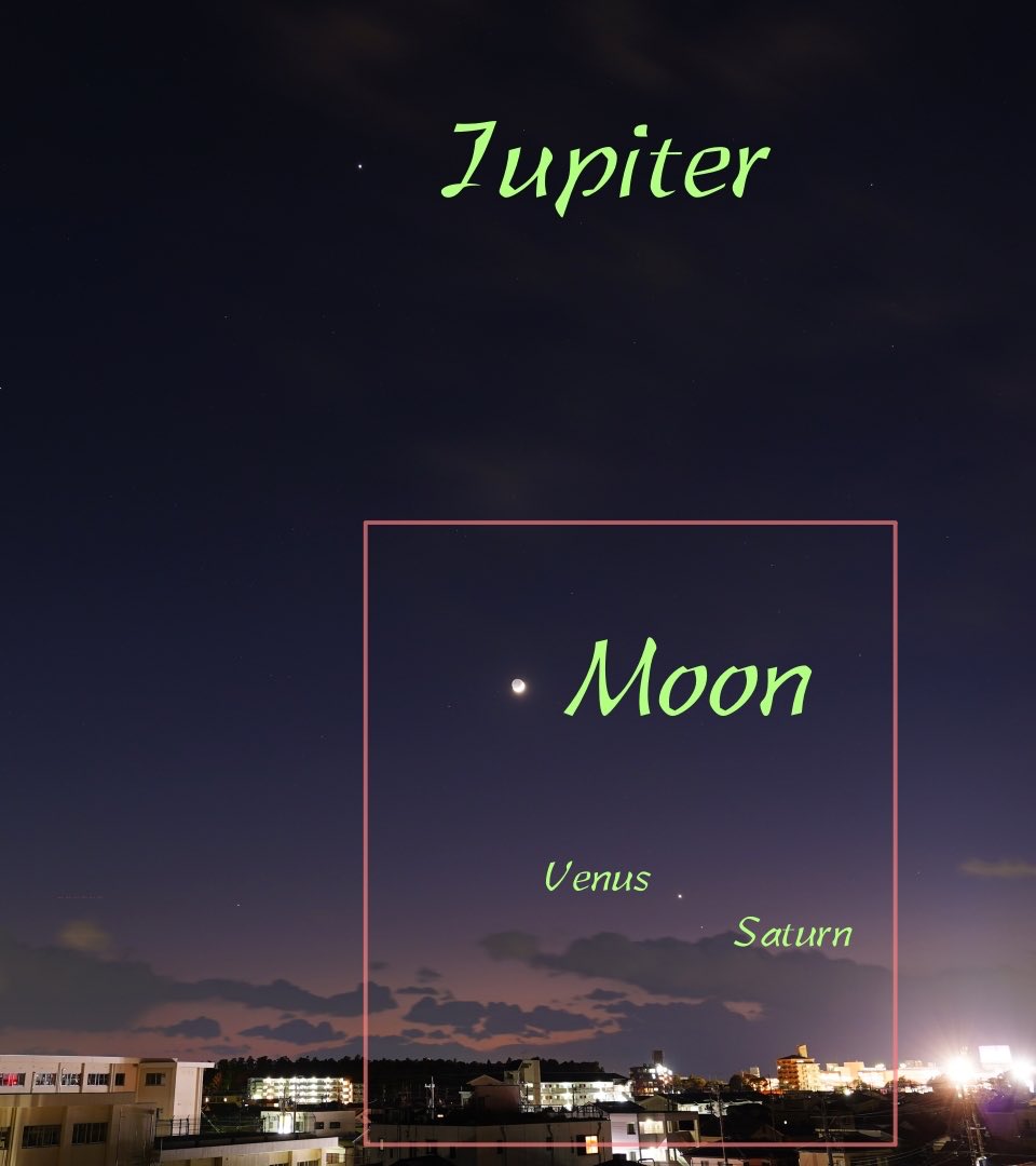 yaoki39's tweet photo. 賑やかな薄明 20230124-1815
金星と土星の接近(離角1°41')
月も木星も https://t.co/ePEO357owY