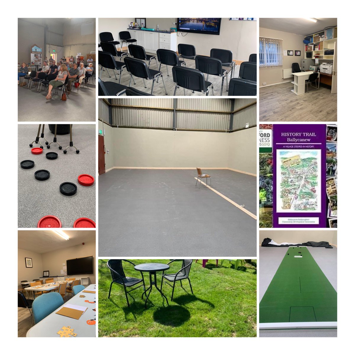 Check out all the facilities available at your local community resource Center in BAllycanew Scooch, table tennis, shortmat bowls, 3d printing, conference facilities including an interactive white board with conference seating, printing service, use of community garden