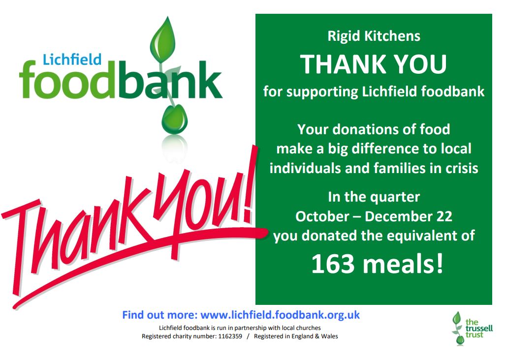 THANK YOU | our 2022 food collection for the Lichfield foodbank created 163 meals for families in Lichfield!!!

We wanted to say a huge thank you to everyone who donated and helped us to help others. 

Thank you!!!!

<a href="/Lichfoodbank/">Lichfield foodbank</a> #lichfieldlocal #Lichfield