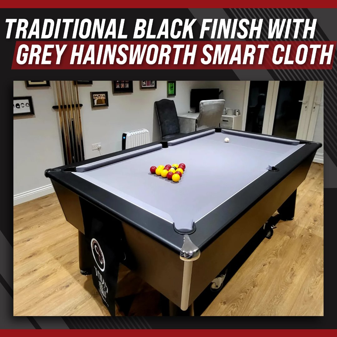Have a look below at this awesome installation by one of our customers, Jack😍

This traditional black table finish with Hainsworth Smart in silver really puts the finishing touches on this man cave 🎱🍺

Check out our pool tables here: bit.ly/3GJxtKx

#gamesroom