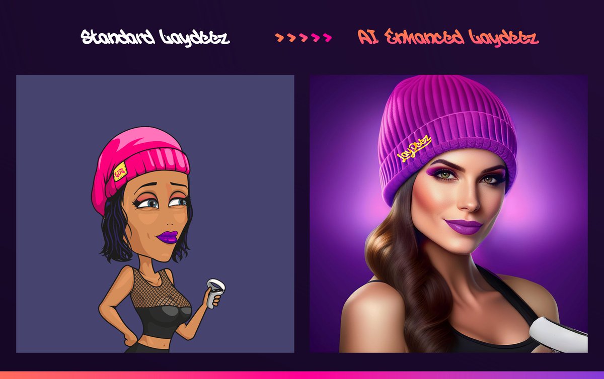 AI-generated LayDeez 😍 

#AInft #AIart #NFT #NFTcommunity #NFTs #NFTCommunity #nftart #NFTdrops #nftcollector #P2E #P2EGame #NFTGame