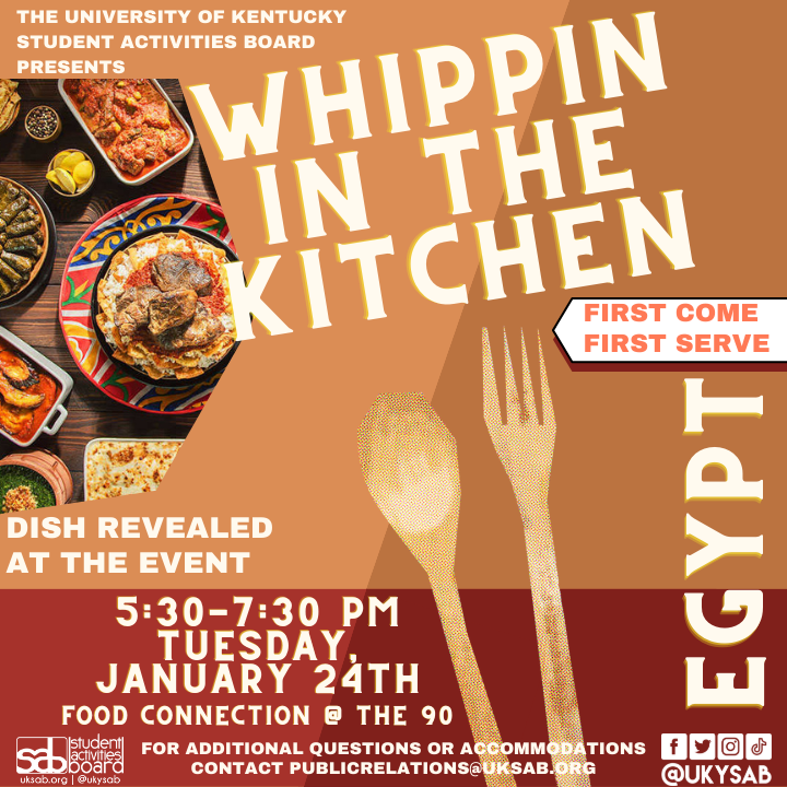 This is the perfect way to relax and cook for yourself, as well as try a unique dish centered around Egypt, "Where It All Begins."  The Food Connection @ The 90 will host this event at 5:30 pm tonight! Spaces are limited, so arrive early to secure your spot! 🇪🇬🐫