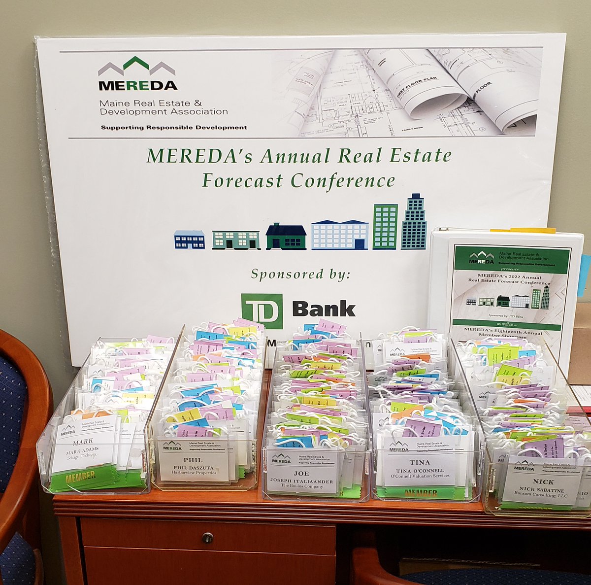 MEREDA2's tweet photo. Name tags - check! We are getting ready to see everyone this Thursday at the Cross Insurance Arena! Are you registered? Join us as we look at the future of Maine real estate! Register at https://t.co/fhiRQhRnhF
#MEREDA2023, #MaineDevelopment, #MaineCRE, #ForecastConversations https://t.co/iUteK8dhlK