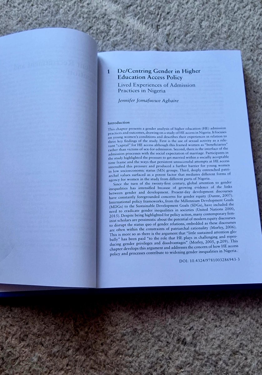 DrJei_nee's tweet photo. This arrived in the post! Pleased to have my chapter on #genderedexperiences of #highereducation #access in #Nigeria alongside pieces by brilliant authors around the world who are equally passionate about mainstreaming #gender in #education #policy & #practice.@OU_CSGD @OU_ECYS https://t.co/q9lDu8iPgi