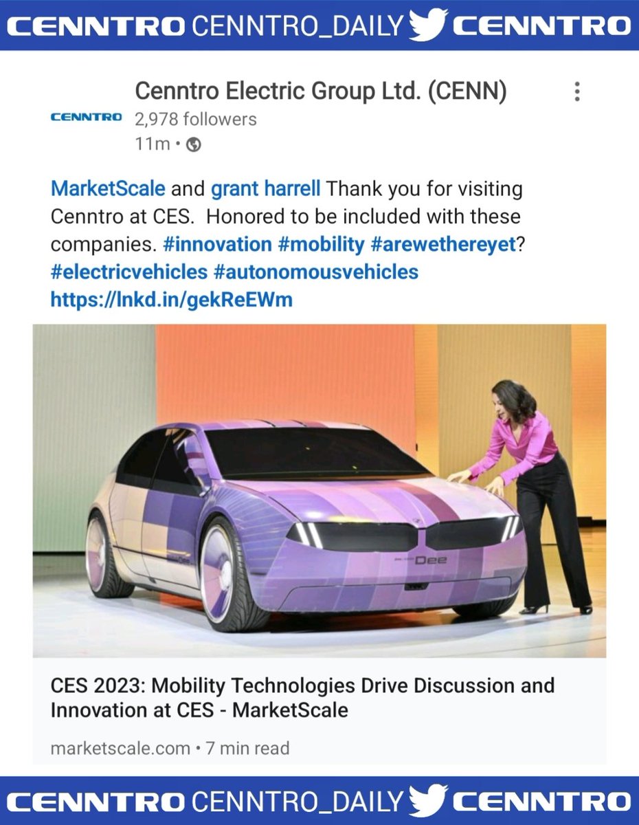 _X_Alex_'s tweet photo. #CENN #CENNTRO $CENN
#ELECTRICVEHICLES ⚡️#EV
#LOGIMAX #LM864H
#ICHASSIS100 #ICHASSIS1000
#CES23 #CES23
Marianne McInerney: https://t.co/p9r3znvNdE