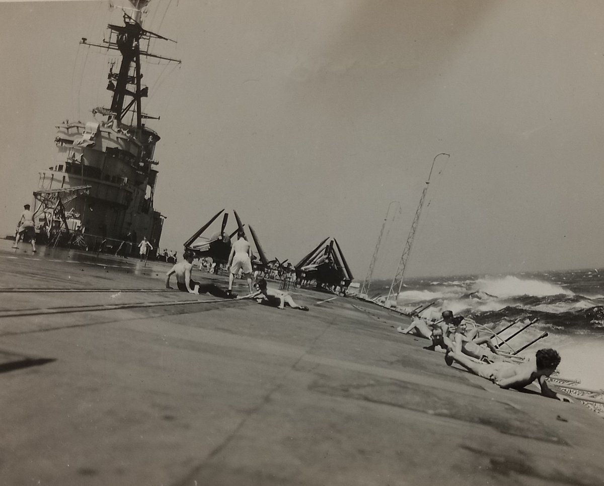 SWWEC1's tweet photo. Extreme sunbathing.
What could possibly go wrong?
From the album of Engine Artificer John Rose from Guiseley who served aboard the light aircraft carrier HMS Colossus.
#WW2 #RoyalNavy #Navy #hmscolossus #sunbathing #guiseley #Yorkshire https://t.co/t3ZvfeFe11