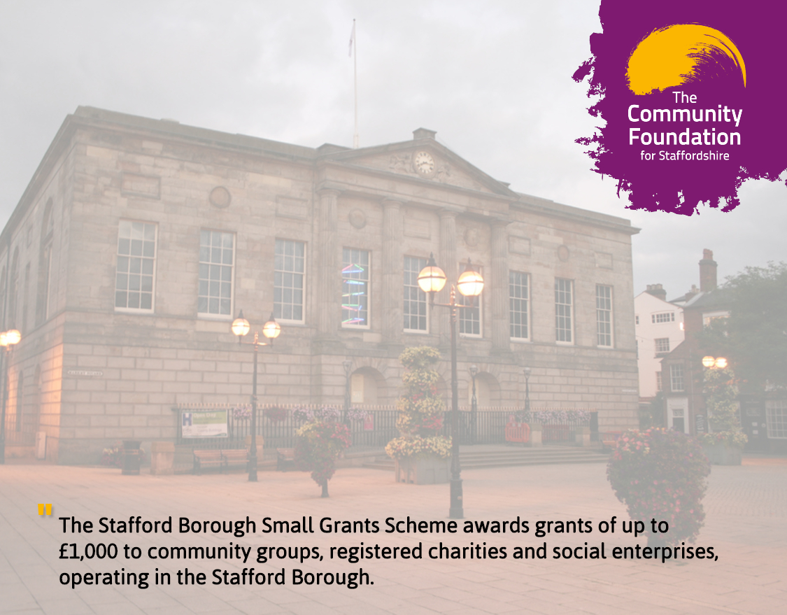 This round of the Stafford Borough Small Grants Fund will close next week on Thursday 2nd, February! To find out if you can apply for a grant of up to £1,000, take a look at the criteria on our website: ow.ly/ULj650LN2KV

@Staffordbc
@StaffordChamber
@staffordborough