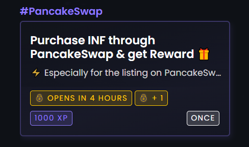 Infam_platform's tweet photo. ⚡️ Especially for the #listing INF on #PancakeSwap, we'll launch a #Giveaway for @crew3xyz users:

1. Buy $INF at least $15
2. Attach hash ID link here — https://t.co/m4zPYHLvun

🎁 #Prize — part of 5% fee collected from #trading volumes

Results Jan 30 📅

#Draw #Airdrop #Crew3 https://t.co/BqV4v1X3E3