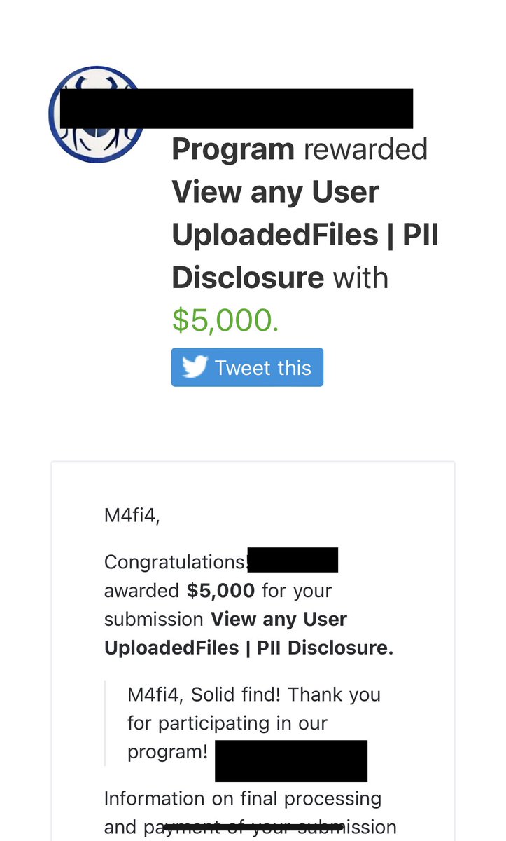jeevan_singh007's tweet photo. I earned $5,000 for my submission on @Bugcrowd #ItTakesACrowd #BugBounty https://t.co/8lhT3XIYoA