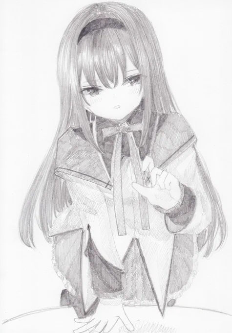 シャーペンで描きました。魔法少女まどか☆マギカから、暁美ほむらです#魔法少女まどかマギカ 