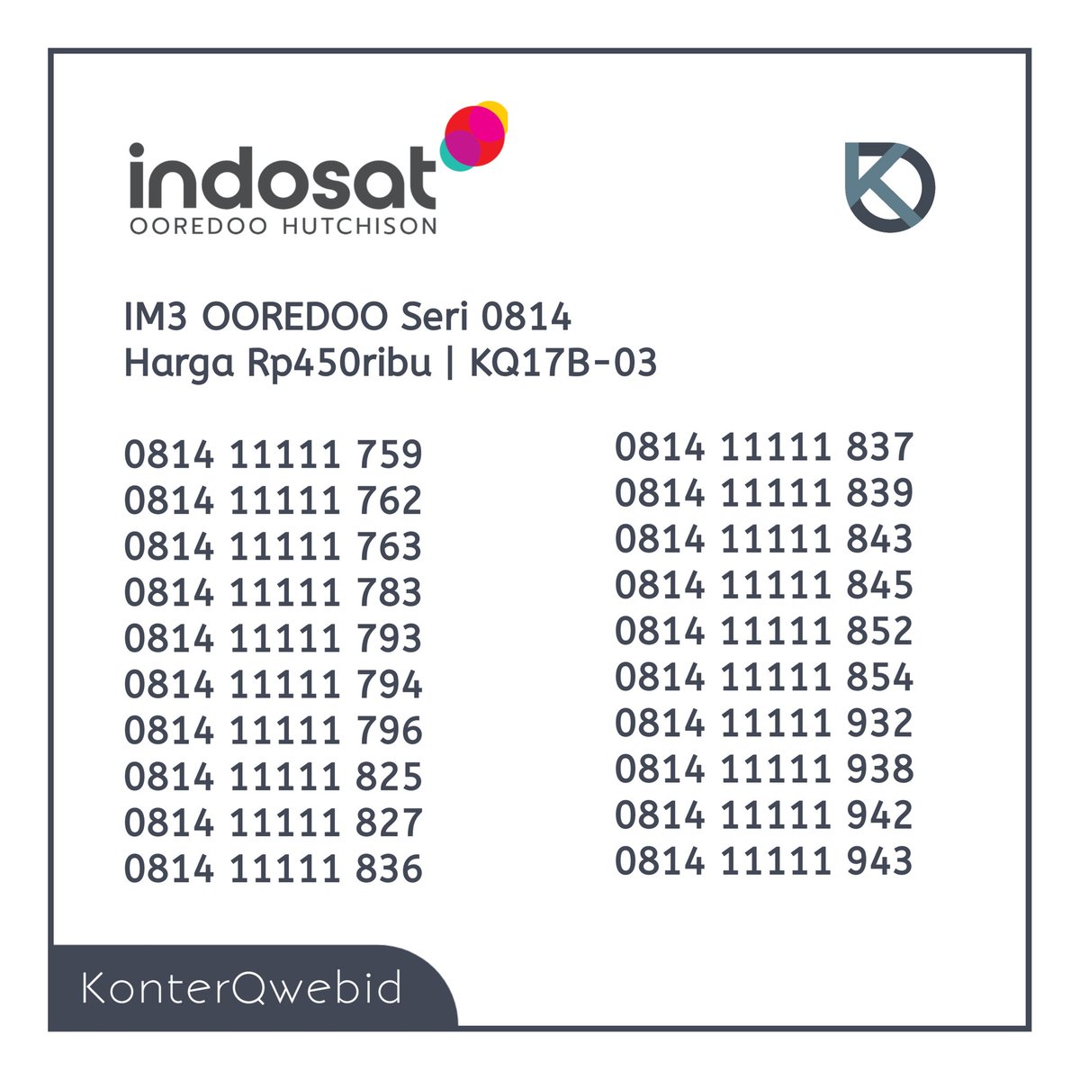 KonterQwebid's tweet photo. NOMOR CANTIK IM3 SERI 0814

Minat Serius . . . ???

KONTAK PEMESANAN
• Whatsapp : 0816333214 / 081383333214
• Telegram : @konterqwebid_official

̸ ̷̷̸̸̷̸̐̐ ̸̷̸̐ ̸̷ ̷Terima Kasih ̸ ̷̷̸̸̷̸̐̐ ̸̷̸̐ ̸̷ ̷   

#nomorcantikim3 #nomorcantikindosat #im3 #indosatooredoo #zonauang https://t.co/KgFiFBYwDJ