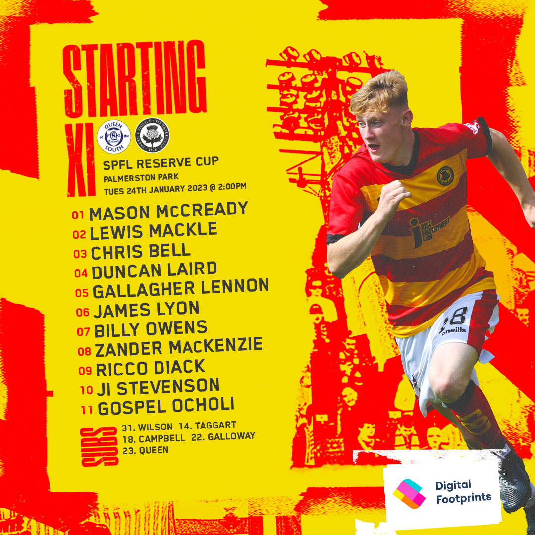 Your Partick Thistle side to face Queen of the South in this afternoon's SPFL Reserve Cup tie.

Teamlines presented by <a href="/digi_footprints/">Digital Footprints</a>