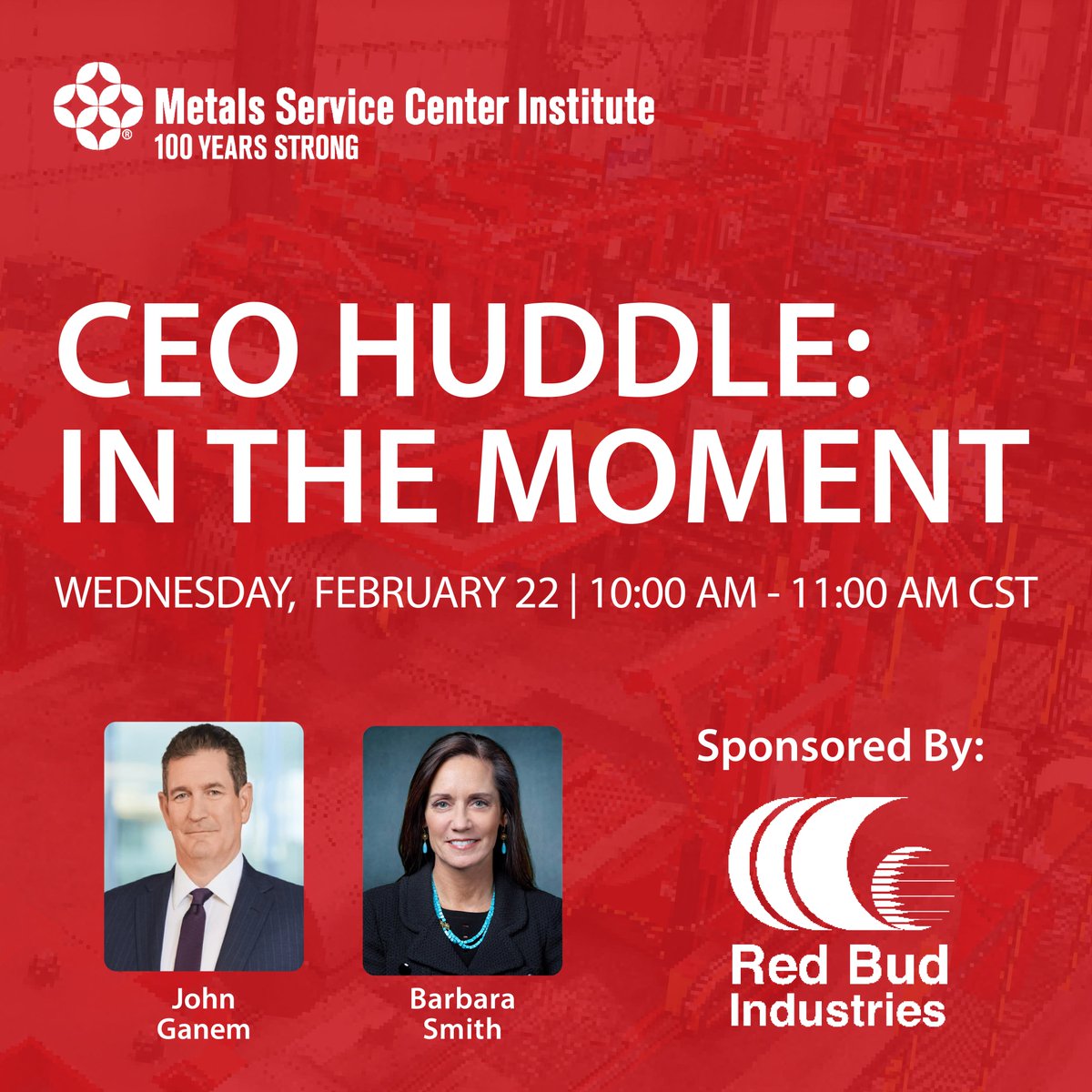 Mark your calendars! Commercial Metals Company Board Chair, President &amp; CEO, Barbara Smith, and Kloeckner Metals CEO, John Ganem, will join MSCI President and CEO, Bob Weidner, for MSCI’s February CEO Huddle. For more information and registration: msci.org/event/ceo-hudd…