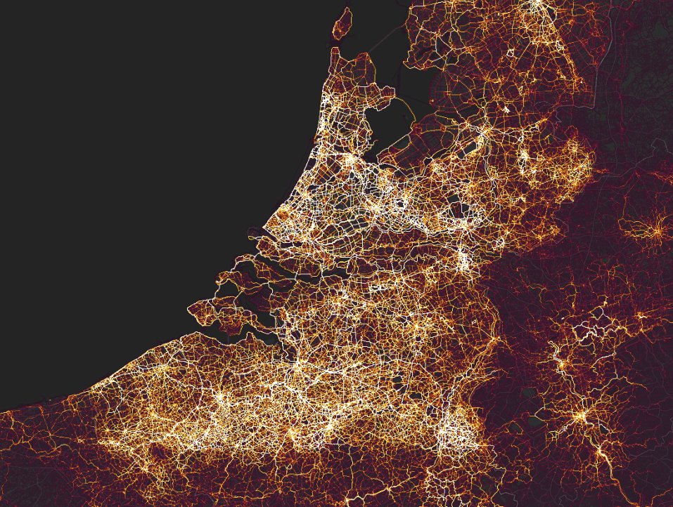 A global cycling heat map really highlights that the Netherlands is that bitch.