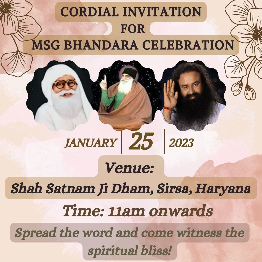 __iMVishal's tweet photo. After five years, this time along with Saint Gurmeet Ram Rahim Ji, followers of Dera Sacha Sauda will celebrate the birthday of Shah Satnam Ji. Bhandara will start tomorrow at 11 am, due to which a lot of enthusiasm is being seen among the people. #MSGBhandara https://t.co/tTjsxY8dwc