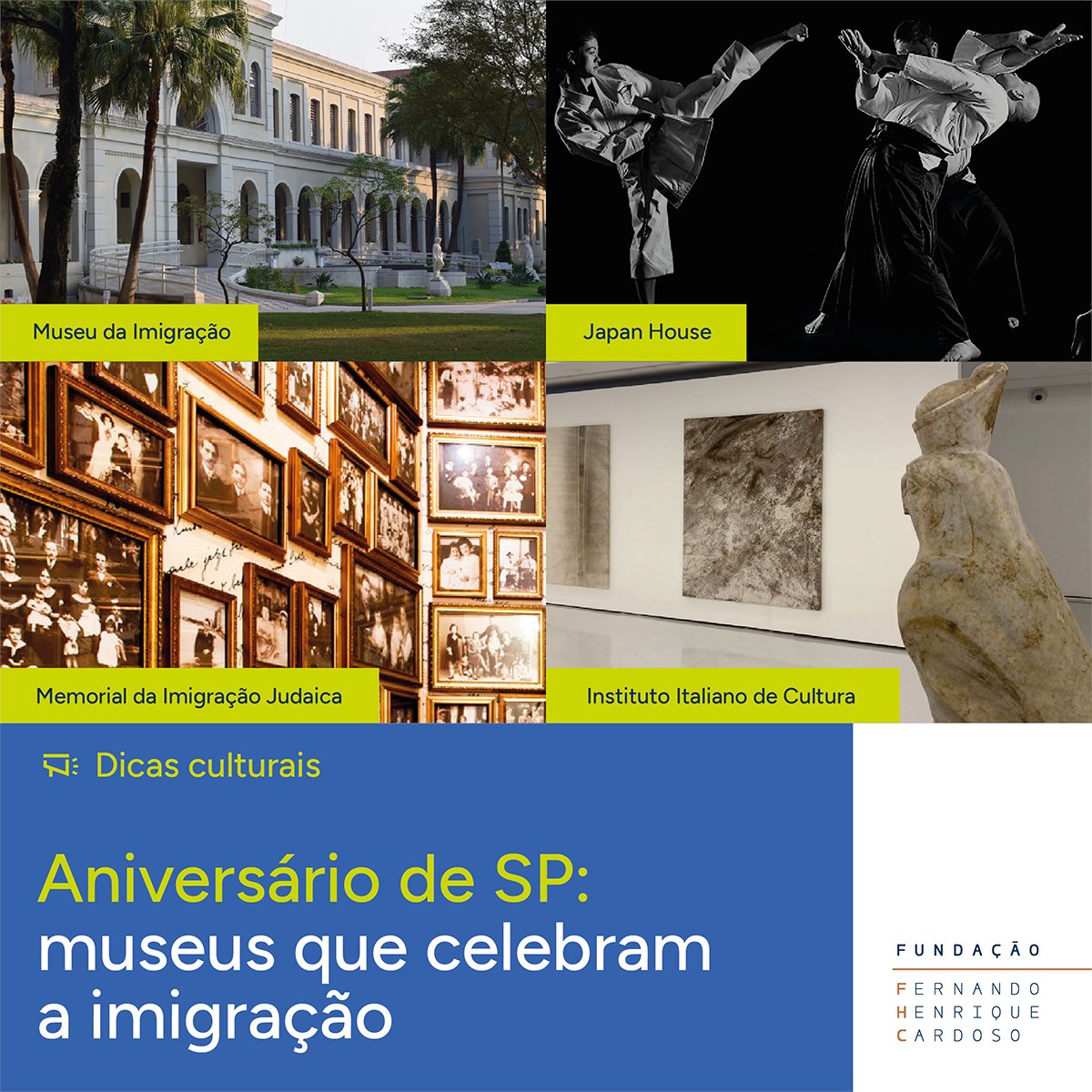 fundacaofhc's tweet photo. No 469º aniversário da cidade de #SãoPaulo, a #FundaçãoFHC recomenda a visita ao @museu_imigracao, à @japanhousesp, ao #MemorialdaImigraçãoJudaica e ao @IICSanPaolo para compreender e comemorar a importância da #imigração na história da cidade.
#SaoPaulo469 #AniversariodeSP https://t.co/17p6eCC3E0