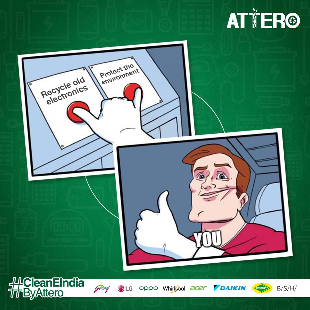 AtteroIndia's tweet photo. Don't let your old #electronics turn into electronic waste - #recycle them and #protect the #environment!"

Call us for a free doorstep pickup: 1800-102-9882

#AtteroRecycling #HumorLed #twobuttonsmeme #Meme #RelatableMeme #Ewaste  #RecyclingSolutions #ProtectEnvironment https://t.co/cBXgASF0Xy