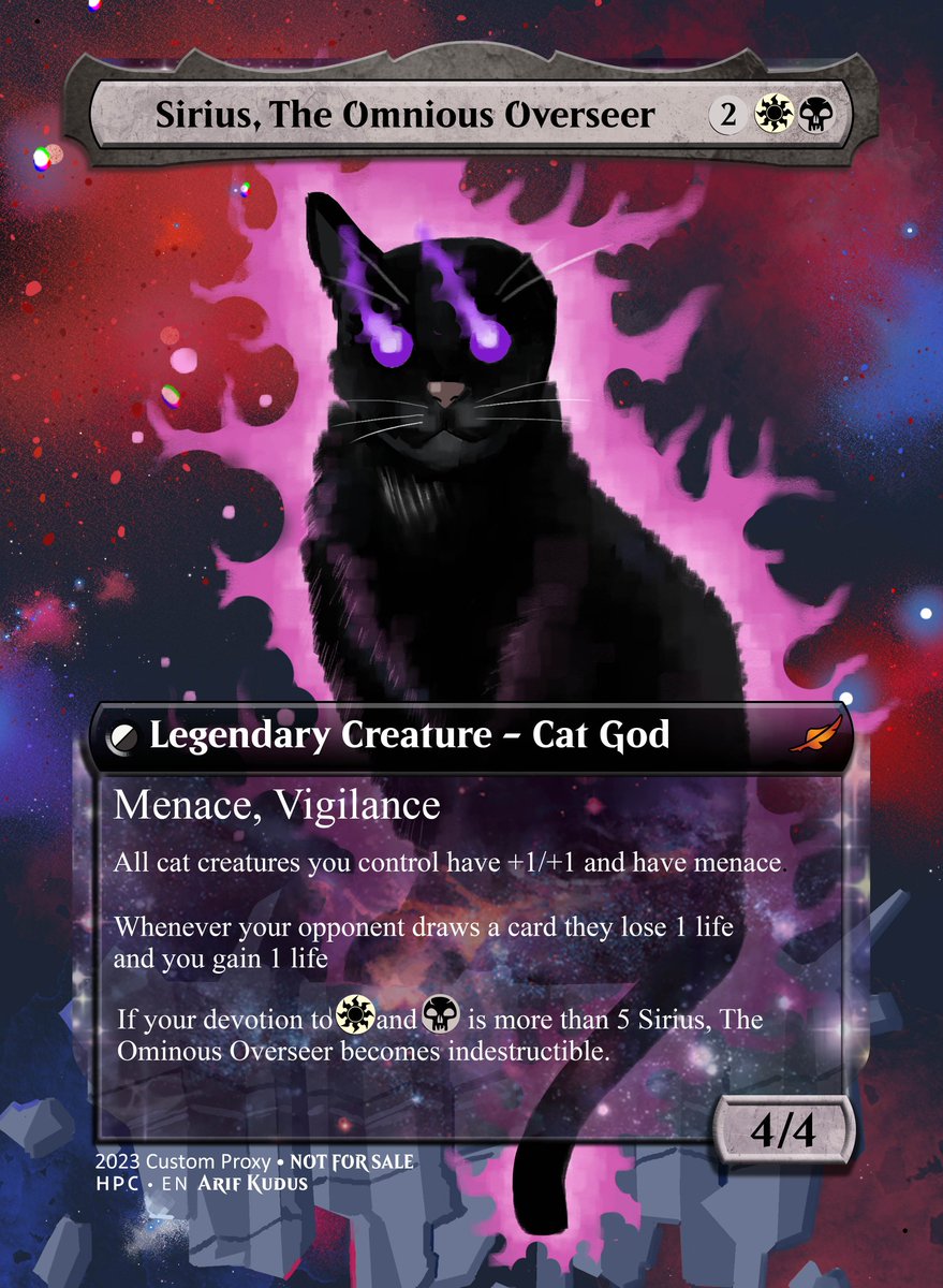 ArifAKudus's tweet photo. I made a proxy Magic card as a belated birthday gift to my really good friend @SisiD_

#illustration #conceptart #art #digitalart #Cat #blackcats #artistsontwitter #magicthegathering #MTG #fantasyart #tcg #timelapse https://t.co/HCl45UQO9Z