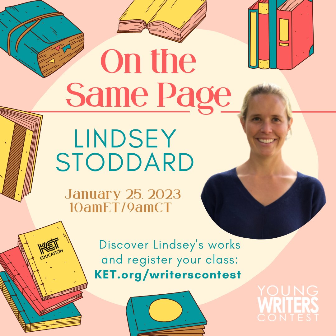 EducationKET's tweet image. Join us on Jan 25 at 10/9 am for another FREE On the Same Page session, this time with Lindsey Stoddard - author of five critically acclaimed middle grade novels! Your students will learn from + create with her during this inspiring session. Register now: education.ket.org/young-writers-…