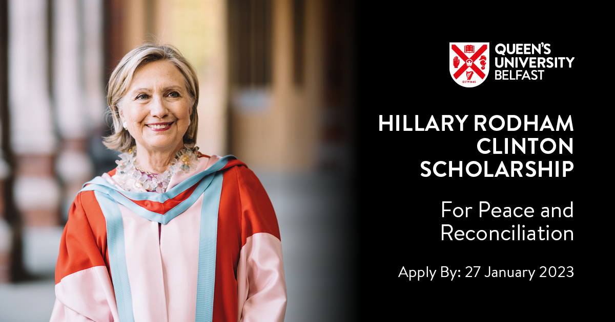 As Chancellor of @QUBelfast, I'm offering an exceptional student a scholarship to help change our world. 

If you'd like to travel to Northern Ireland to study politics, conflict transformation or human rights, this opportunity is for you. ow.ly/QSoR50M3slF #LoveQUB
