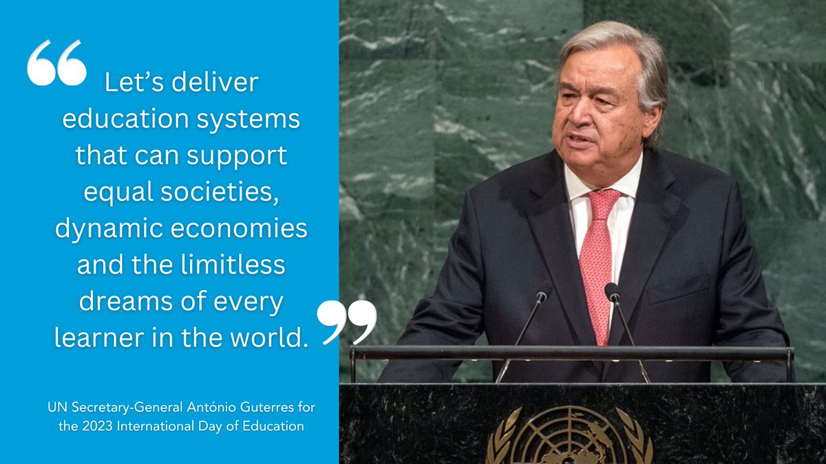 On #EducationDay, the SG @antonioguterres reminds us that education should be a priority in government policies and #internationalcooperation to achieve #2030Agenda and #SDG4 🎓📒. @UNHumanRightsUG @UNUganda @UNDPUganda @UNICEFUganda @unescoug