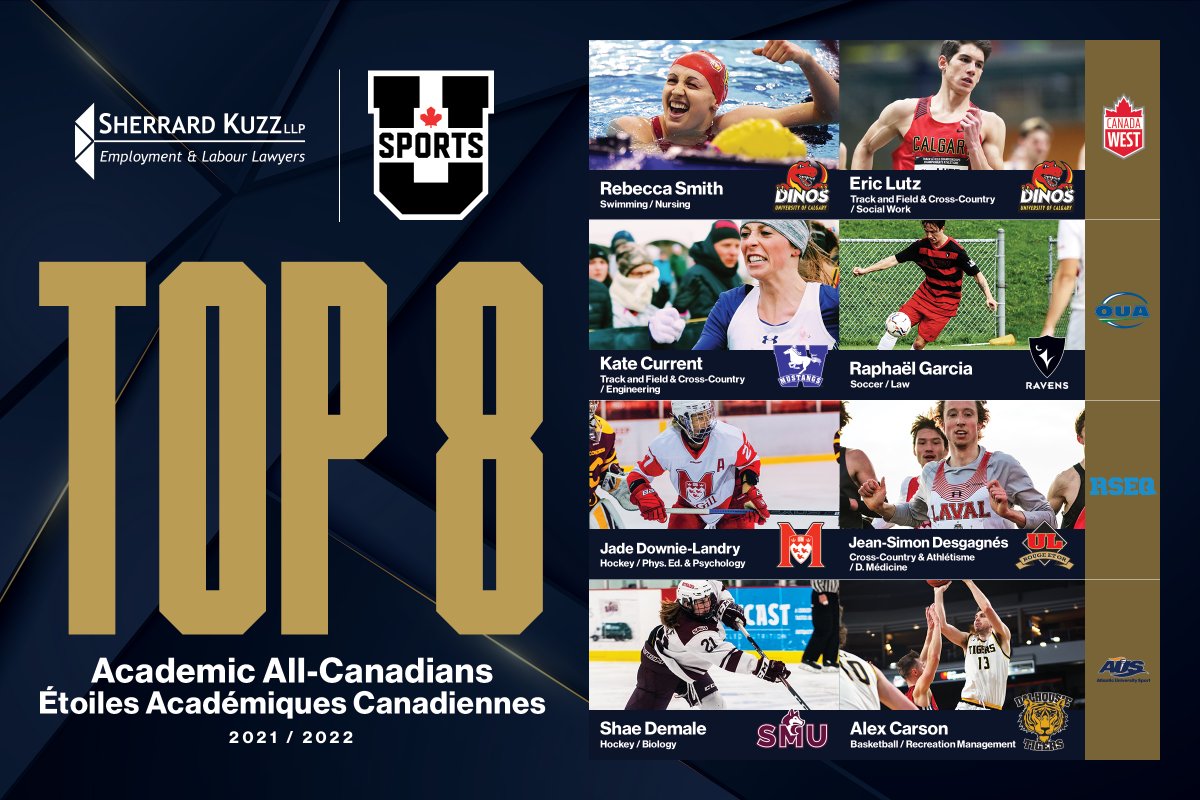 USPORTSca's tweet image. Top 8 Academic All-Canadians announced for 2021-22 season

Dévoilement des huit meilleures Étoiles académiques canadiennes de la saison 2021-2022

@AUS | @CanadaWest | @RSEQ1 | @OUAsport 

#ChaseTheGlory | #ViserHaut

EN: bit.ly/3kDWSwC
FR: bit.ly/3HpxYK5