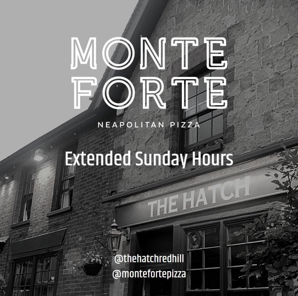 Monte Forte now open 12pm ~ 7pm Sundays
From this Sunday, 29th January you can now enjoy Monte Forte's beautiful Neapolitan pizzas and small plates for a further 3 hours!
Note: There are no booking systems in operation for either The Hatch or Monte Forte, please just come along.
