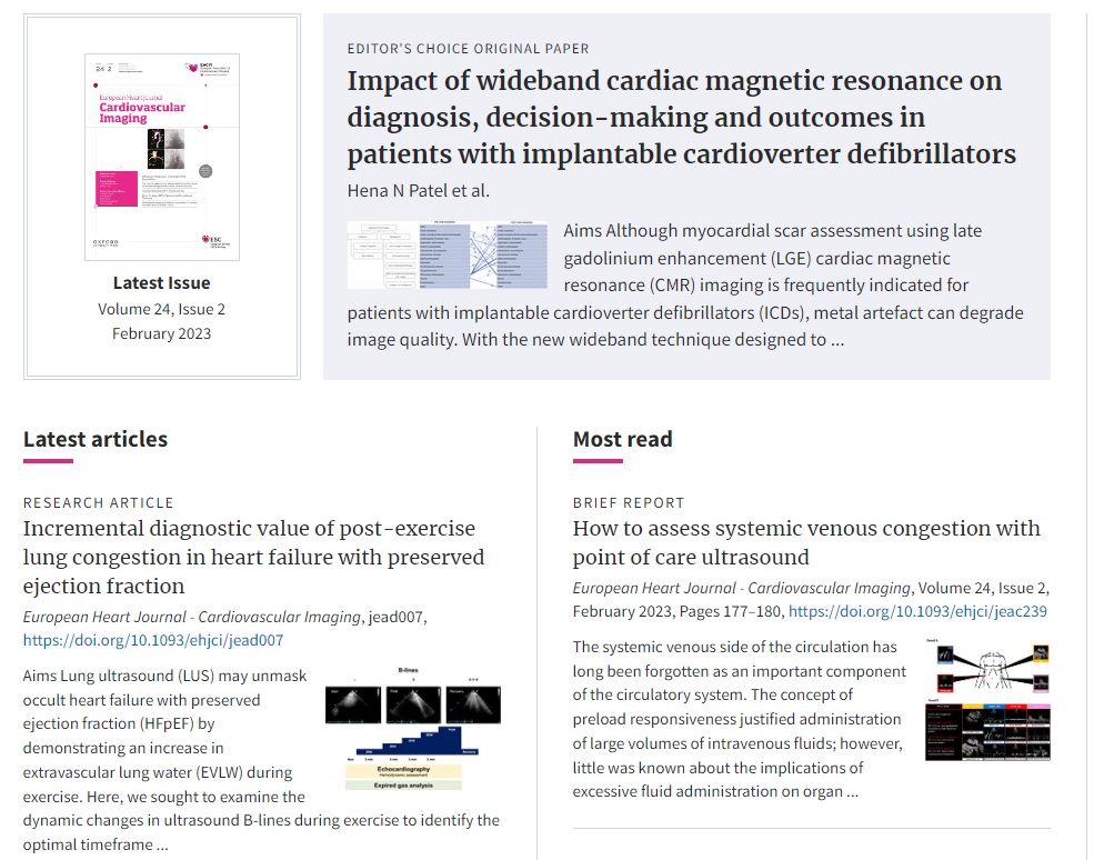 EHJCVIのトップページにも載せていただきました!! 以前お伝えしたB-lineの論文をシェアさせて頂きます。鏡先生Good job!! 'Incremental diagnostic value of post-exercise lung congestion in heart failure with preserved ejection fraction' academic.oup.com/ehjcimaging/ad…