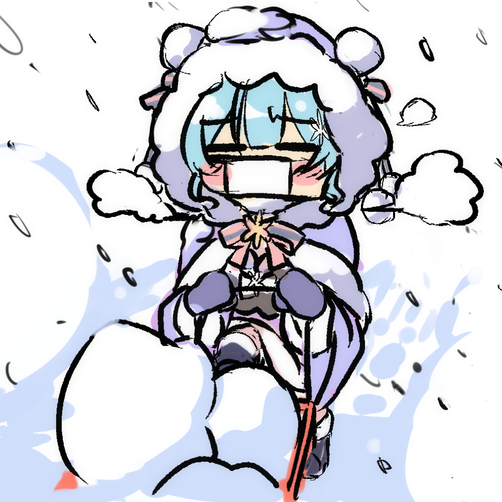「仕事の合間になんとなく描いた雪かき中のフルアーマー雪ミクさん。雪かき中のマスクし」|大堂(daidou)のイラスト