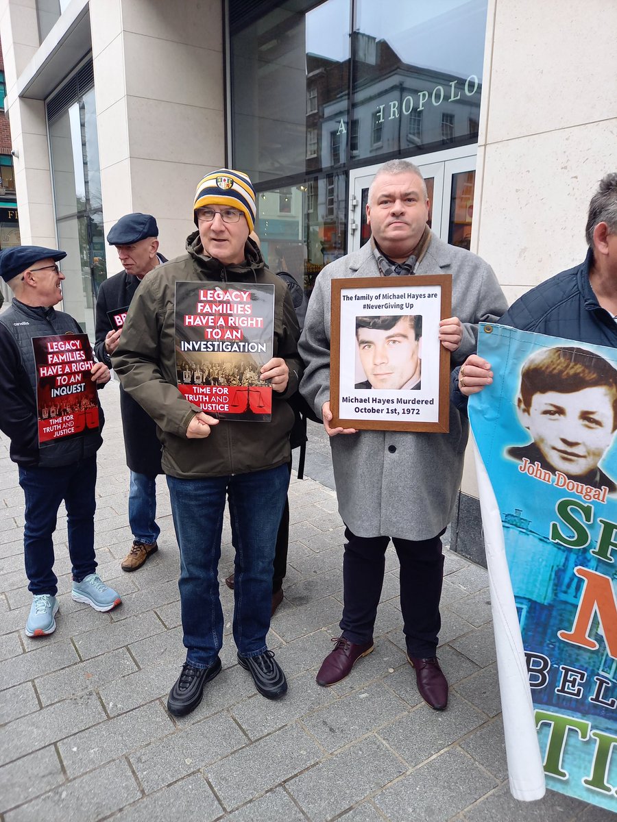 This afternoon in Belfast families bereaved by the British state congregate as we continue to oppose the #BillOfShame 
This Bill has been set-up to prevent families from exercising their right to seek Truth and Justice, it is cruel, callous and offensive. 
We have endured enough.
