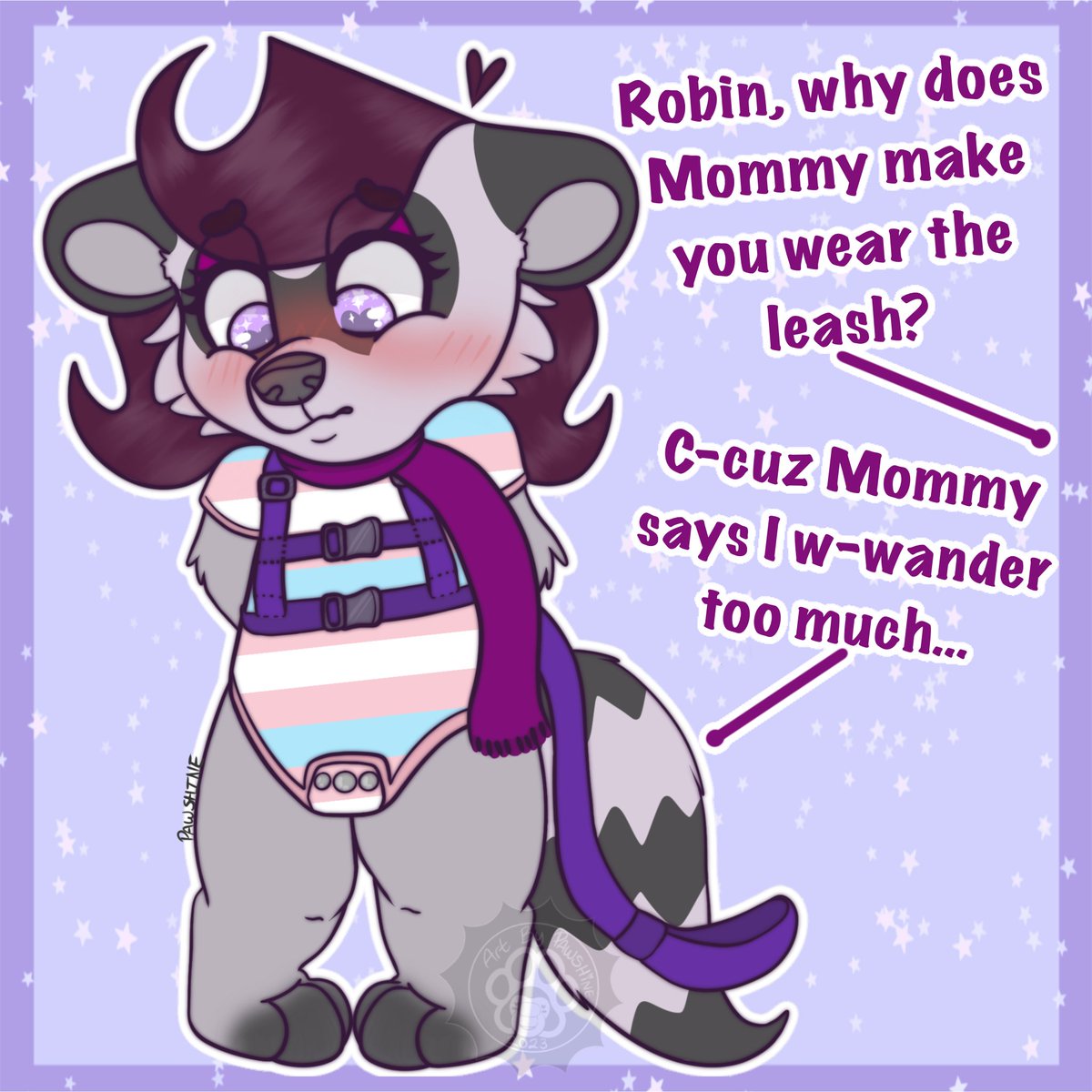 pawshine_'s tweet image. This little raccoon is a wanderer! At least she understands why Mommy makes her wear her special harness leash!

Little harness YCH I have going on currently! Yep they are still open and you can get one too! :))
 #babyfur #littlefur #sfwageregression #ageregression #ageretwt